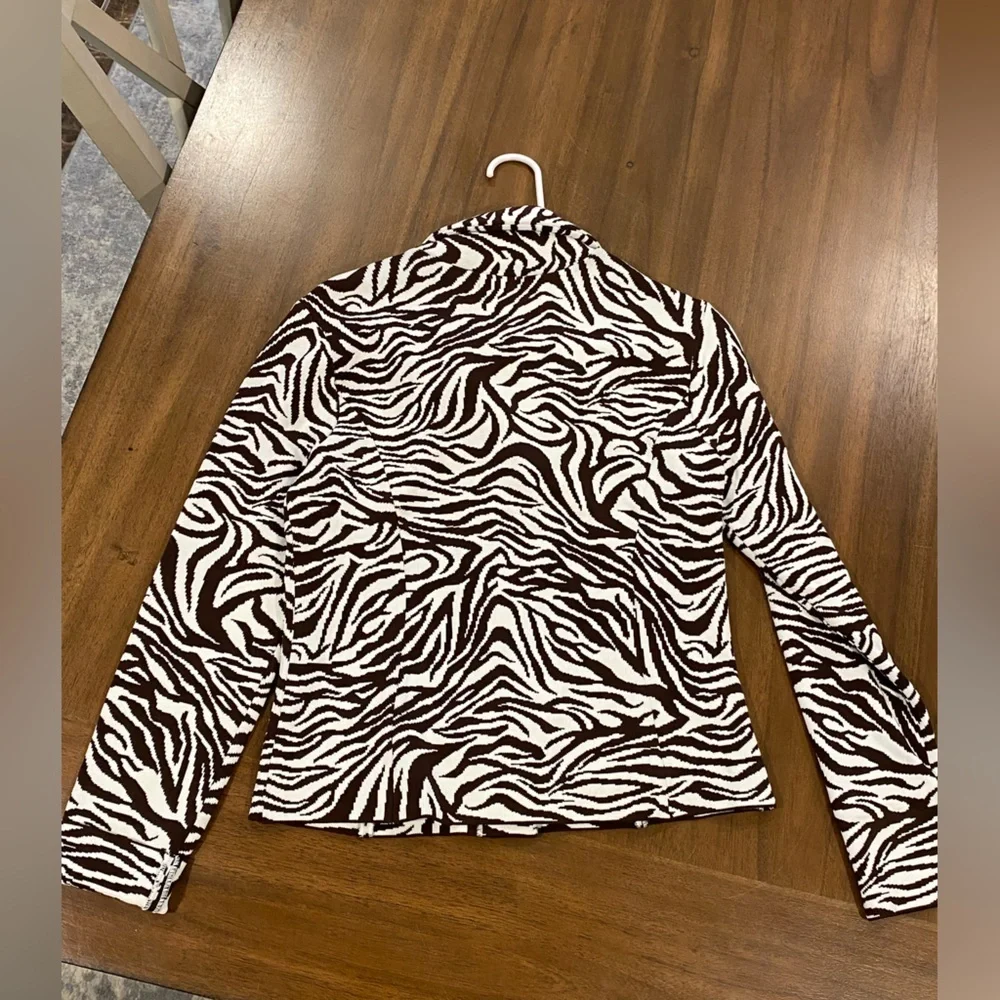 Sutton Studio Animal Print Sweater Blazer Size Petite Small